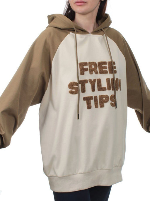 3255 BROWN/BEIGE Худи женское (95% хлопок, 5% эластан) - Fashion фото 6