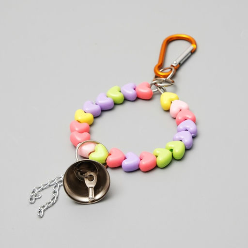 Игрушка для птиц Кольцо из бусин с колокольчиком, 6 х 17 см - Пижон фото 2