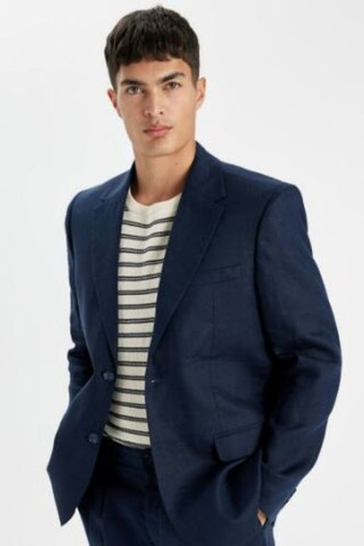 Regular Fit Yar?m Astar Keten Blazer Ceket