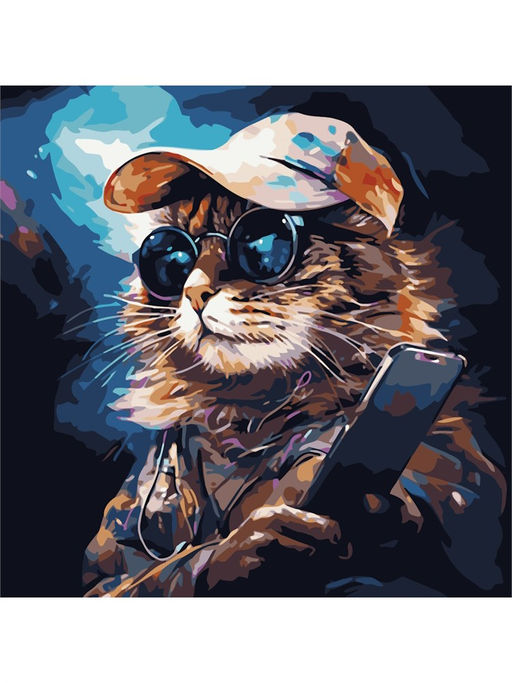 Картина по номерам на холсте 30*30см "Стильные животные. Крутой кот" (Х-6340)
