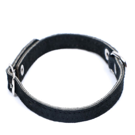 Ошейник замшевый двухслойный 1 см, ОШ 28-35 см, черный - Пижон фото 2