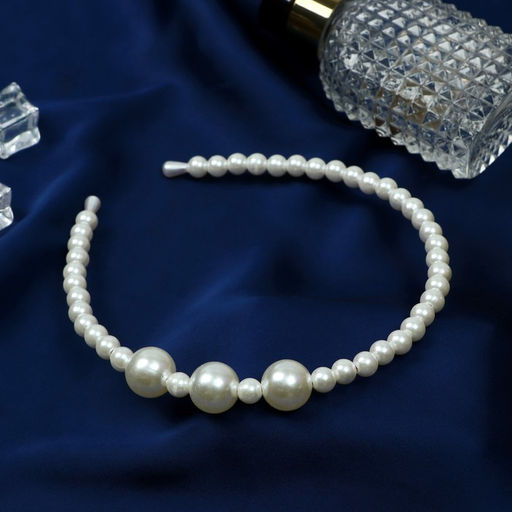 Цена за 6 шт. Ободок для волос «Жемчужный рай», 0.8 см, белый