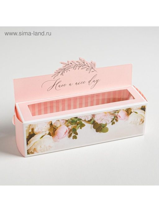Цена за 5 шт. Коробка для макарун кондитерская, упаковка «Have a nice day», 18×5.5×5.5 см