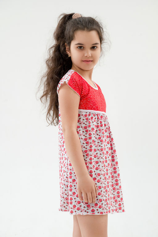 Ночная сорочка детская из кулирки Ярославна клубничка - Амадэль фото 4
