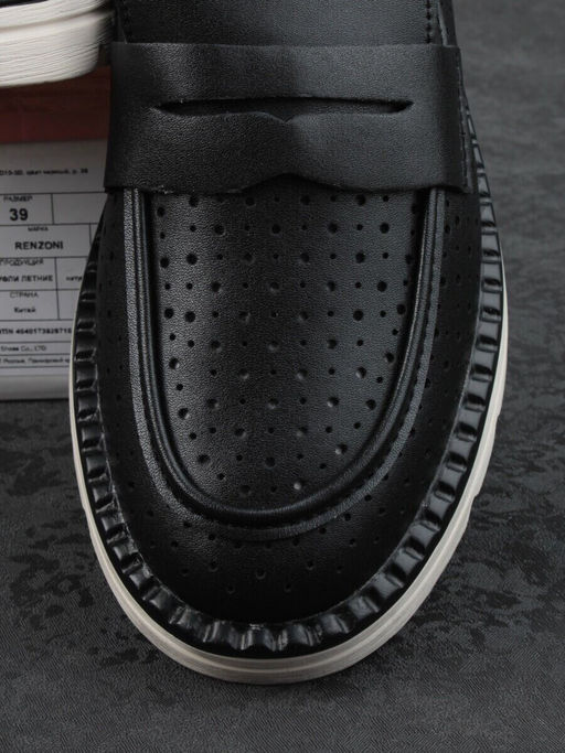 03-YD10-3D BLACK Лоферы женские (натуральная кожа)