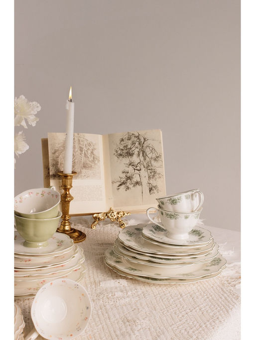 Чайная пара WY Emerald Essence, фарфор, 220 мл, белая