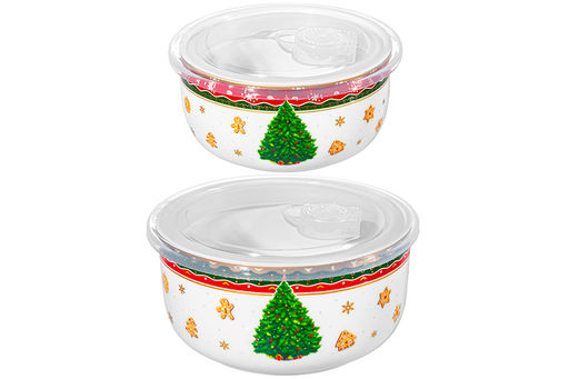 Набор 2 салатников 1 л 16*16*8,5 см + 500 мл 13,5*13,5*6,5 см Новогодняя ёлка NEW BONE CHINA - Elan gallery фото 7