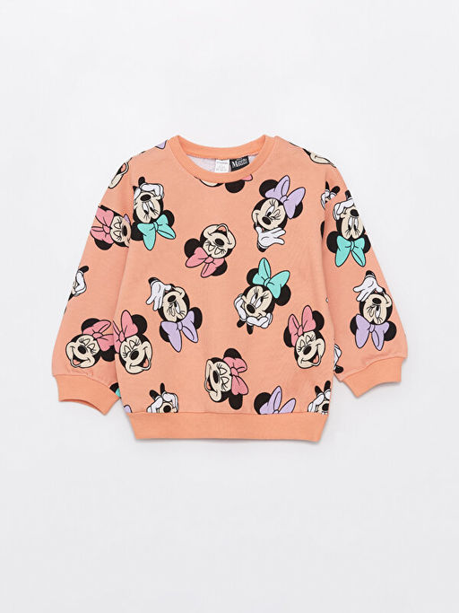 Bisiklet Yaka Uzun Kollu Minnie Mouse Bask?l? K?z Bebek Sweatshirt ve Tayt 2li Tak?m - Waikiki фото 2
