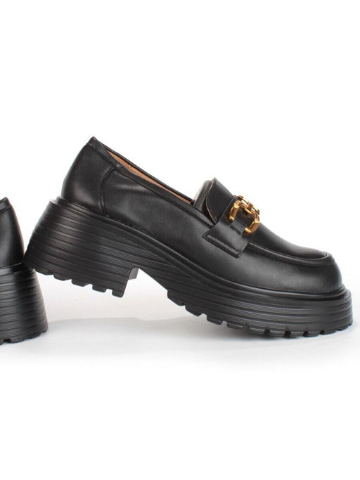 03-PDAG52-1 BLACK Лоферы женские (натуральная кожа)