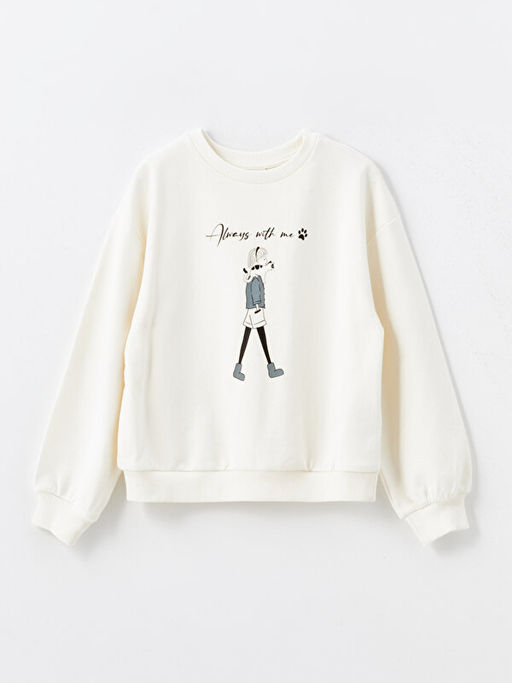 Bisiklet Yaka Bask?l? Uzun Kollu K?z ?ocuk Sweatshirt ve Tayt - Waikiki фото 2