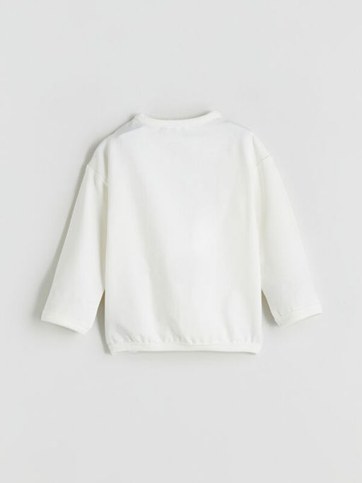 Bisiklet Yaka Bask?l? Erkek Bebek Sweatshirt