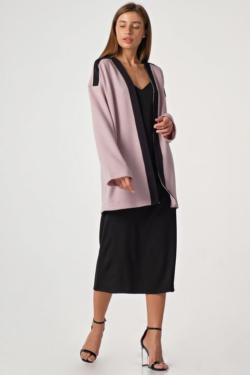 Кардиган трикотажный удлиненный из хлопка пыльно-розовый