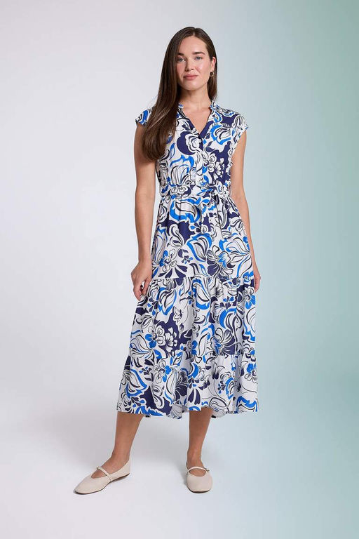 Платье миди без рукавов с рубашечным воротником и узором - Defacto фото 2