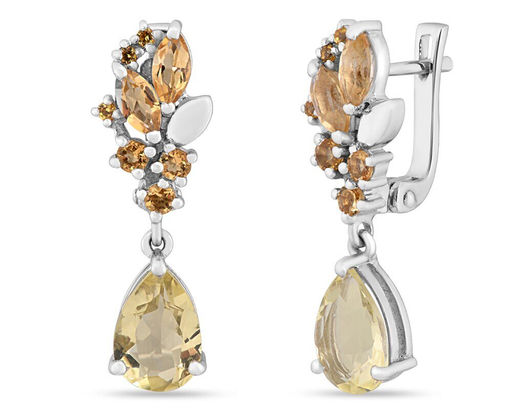 Серьги, лимонный топаз , цитрин , наноцитрин, Алия