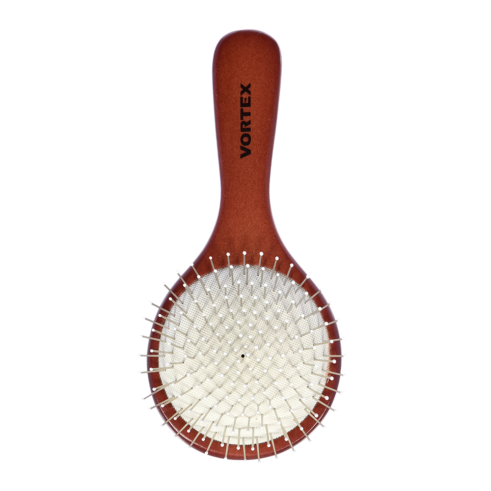 Расческа деревянная, массажная, 19,5х9,5х3,5 см, круг, с металлическими зубчиками - Банные штучки фото 2