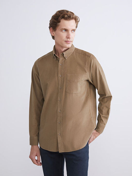 Regular Fit Uzun Kollu Kadife Erkek G?mlek