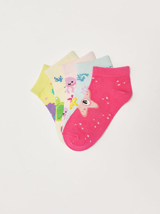 Desenli K?z ?ocuk Patik ?orap 5li