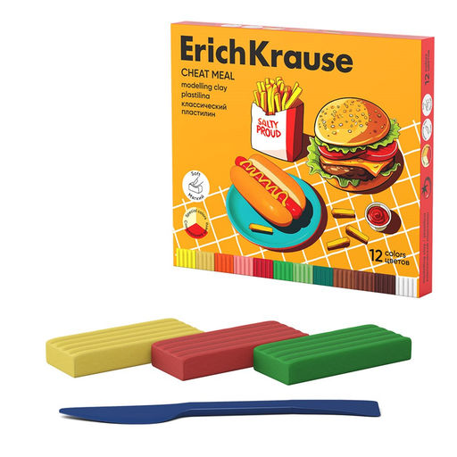 Пластилин ErichKrause "Cheat Meal" 12цв. 216гр. стек (65443)