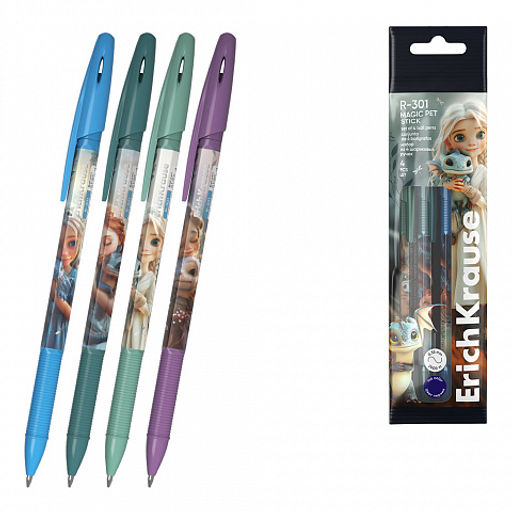 Цена за 50 шт. Ручка шариковая ErichKrause R-301 Stick Magic Pet 0.7, цвет чернил синий (в коробке по 50 шт.)