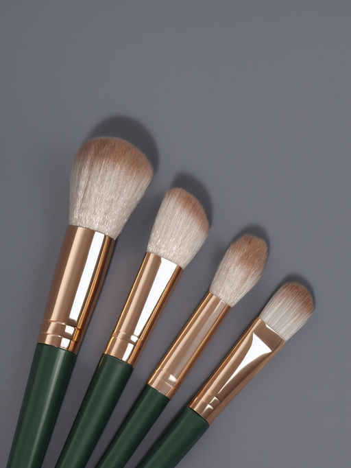 Набор кистей для макияжа Lillian, 14 предметов, футляр на завязках, зелёный, серый