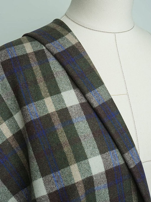 Шерсть пальтово-костюмная Твид Клетка цв.молочный/коричневый/зеленый, ш.1.5м, шерсть-60%, п/э-40% - Купава фото 5