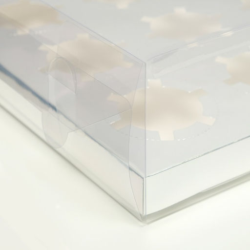 Коробка для 12 капкейков, с прозрачной крышкой, серебро, 34.7×26.3×10 см