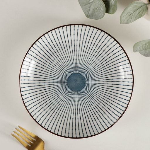 Тарелка керамическая десертная Иллюзия, d=18 см, цвет белый и серый - Simaland фото 2