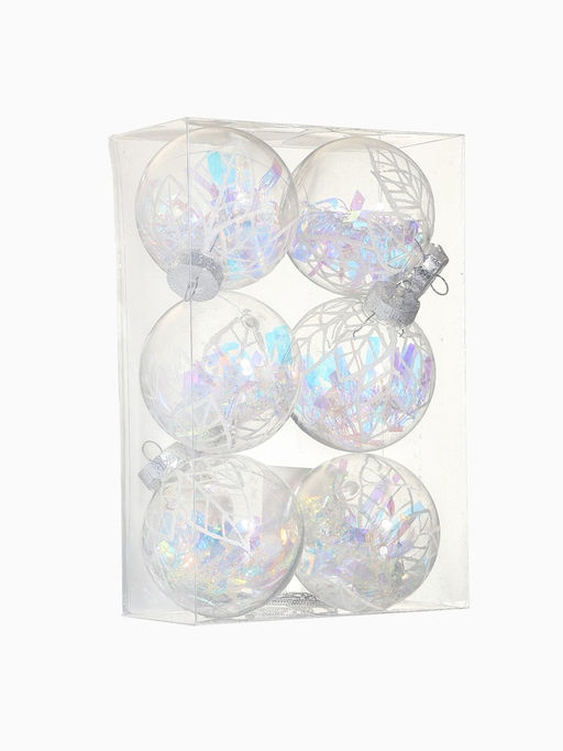Ёлочные игрушки Прозрачный лист, шары новогодние, d=8 см, набор 6 шт. - Зимнее волшебство фото 6