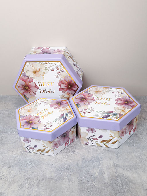 Коробка подарочная 3 штуки / 1162 /уп 24/13.7*15.7*7/15.7*18*8/17.5*20*9cm - ГалеонТрейд фото 2