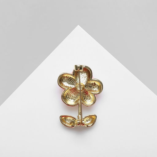 Брошь Цветочек простой, цветная в золоте - Queen fair фото 3