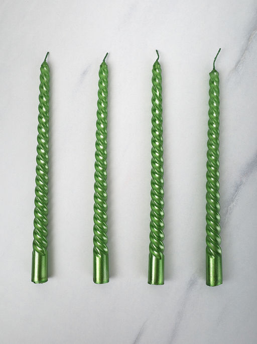 Свеча стержень 4 штуки 25 см витая глянец / LY-153 /уп 144/ зеленая - ГалеонТрейд фото 7