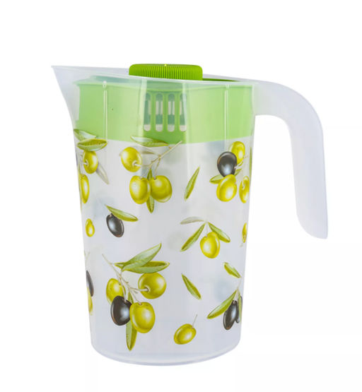 Кувшин 2л с крышкой с декором Fresh олива - Полимербыт фото 2