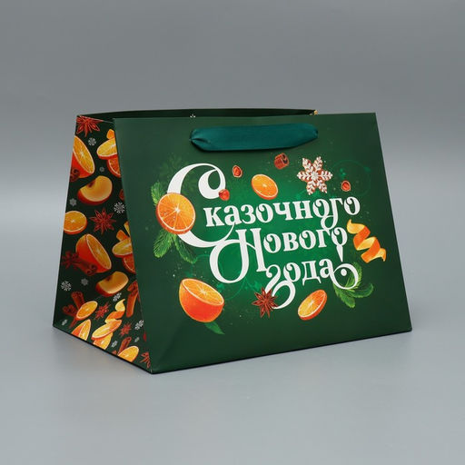 Пакет подарочный с широким дном Новогодняя сказка, 25 19 18 см - Дарите счастье фото 2