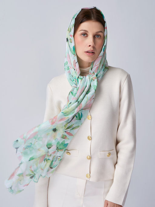 Большой, мягкий, тонкий и очень нежный двусторонний палантин с рисунком - Tantino фото 12