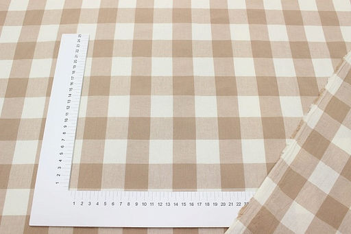 Вареный (стираный) хлопок Клетка (3.0*3.5см) цв.бежевый/молочный, ш.2.5м, хл-100%, 115гр/м.кв - Купава фото 2
