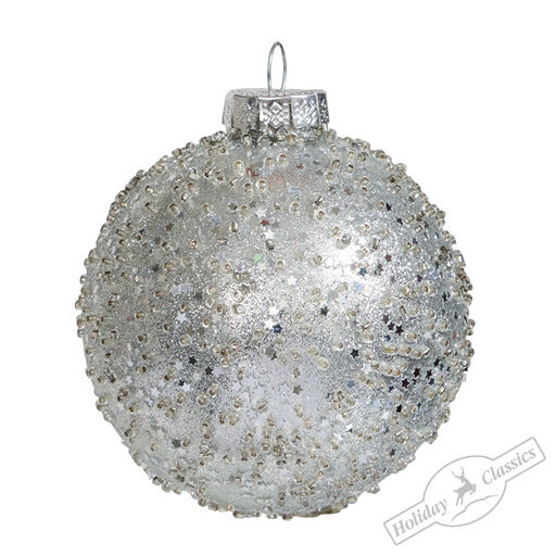 Шар "Серебряный лед" (стекло) 8 см
