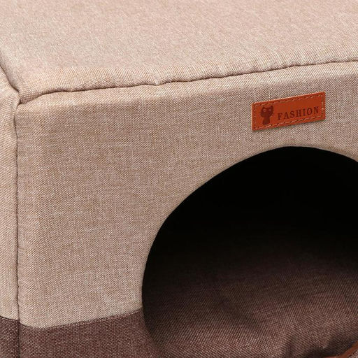 Дом трансформер Квадрат, рогожка, поролон, 43 х 42 х 34 см, бежево-коричневый - Пижон фото 5