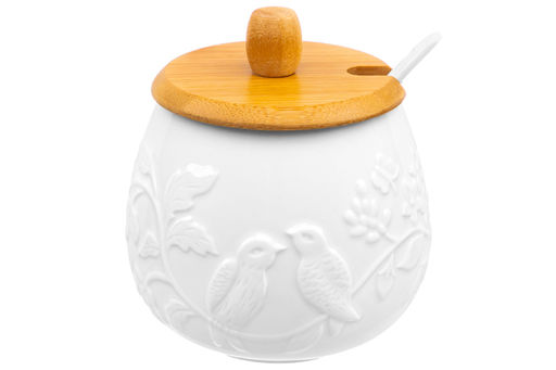 Набор 3 банок д/хранения 400 мл 21*19*17 см Птички на ветке на дер. подставке + ложки - Elan gallery фото 7