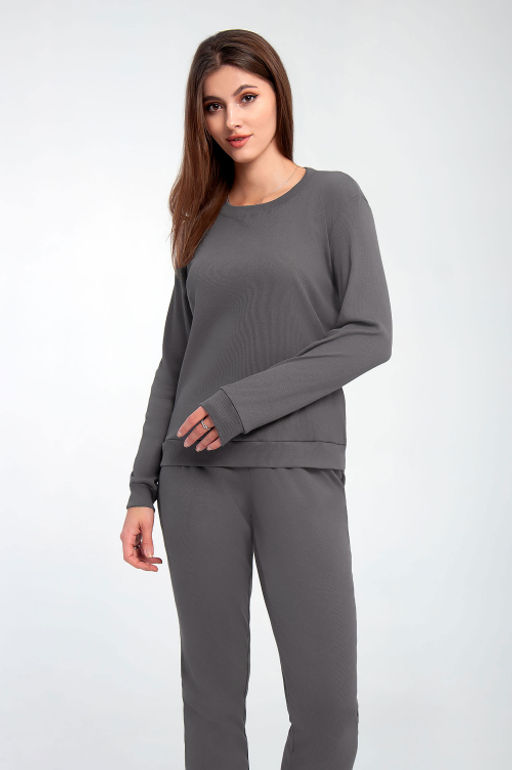 Арт. 10806/8 Пижама с брюками 42-50 (5 шт) Цвет:верх-темно-серый,низ-темно-серый