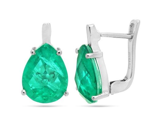 Серьги из серебра турмалин тропикана выращ., Капля