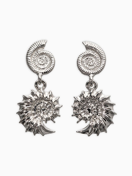 Цена за 2 шт. Серьги металл "Ракушки", цвет серебро