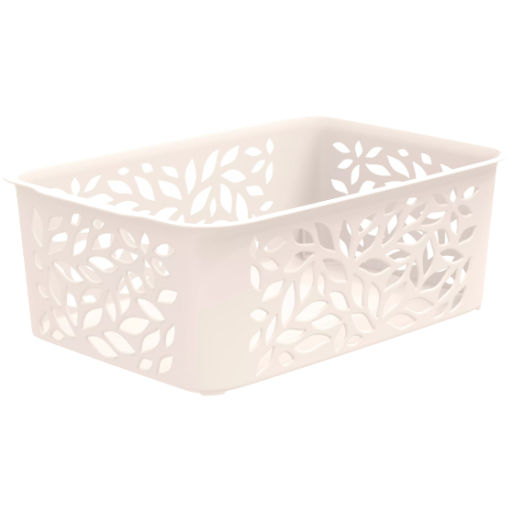 Цена за 3 шт. Корзина для хранения универсальная LEAVES, молочный, 22.2*15.3*8.1см / 2.3л