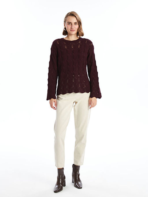 Bisiklet Yaka Ajurlu Kad?n Triko Kazak