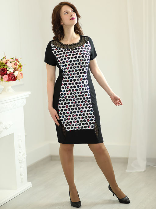 Платье женское в горох для работы повседневное прямое - Almond фото 6