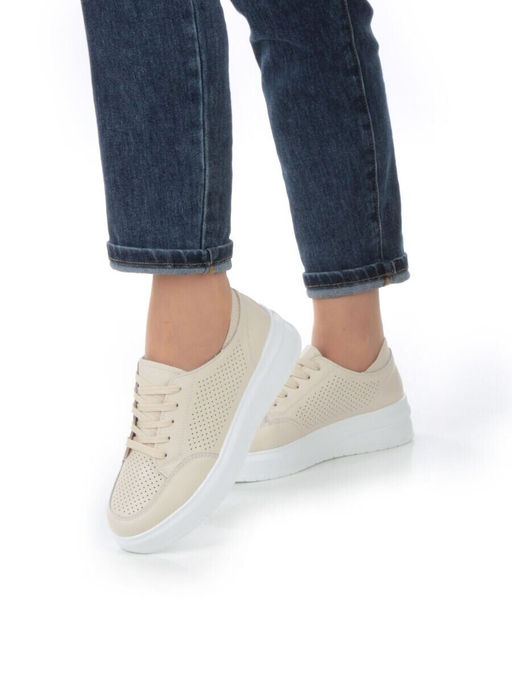 05-HY14-1D BEIGE Кроссовки женские (натуральная кожа)