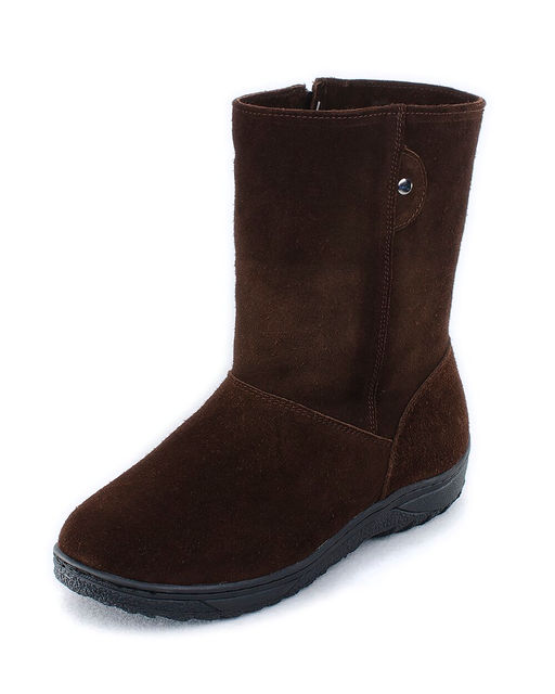 Полусапоги женские на литой подошве., Т.коричневые. Замша. Молния. Овчина