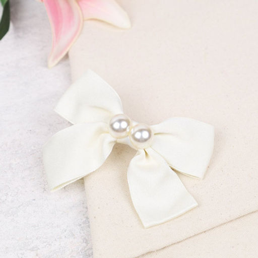 Бант-заколка для волос / MZ47-43 /уп 12/ белая - Галеонтрейд фото 3