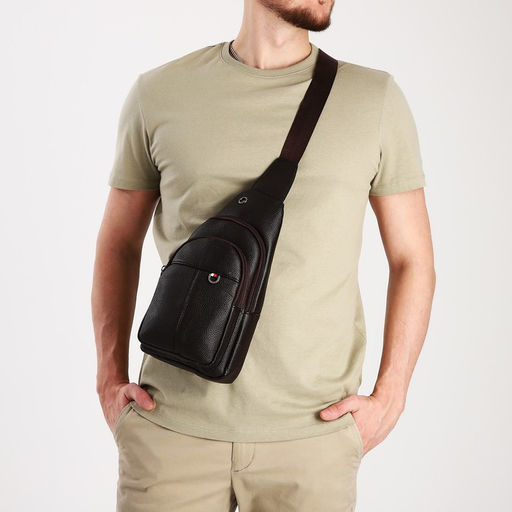 Сумка слинг мужская, искусственная кожа, цвет коричневый - Simaland фото 2