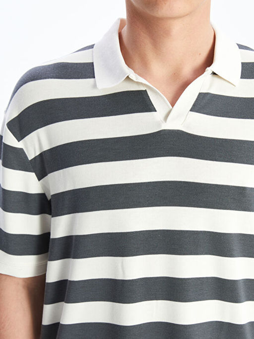 Polo Yaka ?izgili Penye Erkek Ti??rt