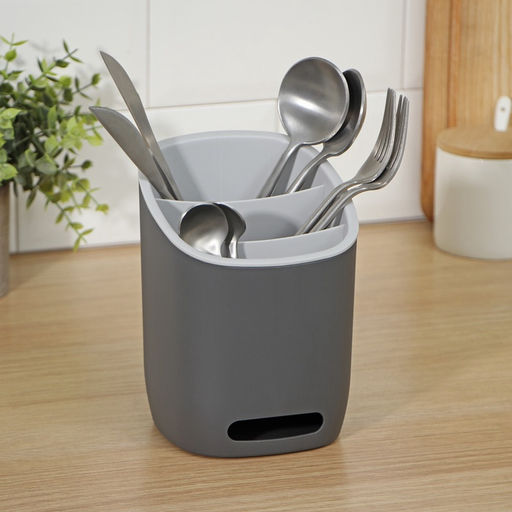 Подставка для столовых приборов IDEA «ИЗЛИ», 25×14.5×19 см, пластик, графитовая